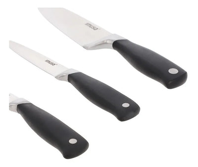 Set 3 Cuchillos Chef Multiusos Imusa 5861030379 Color Negro