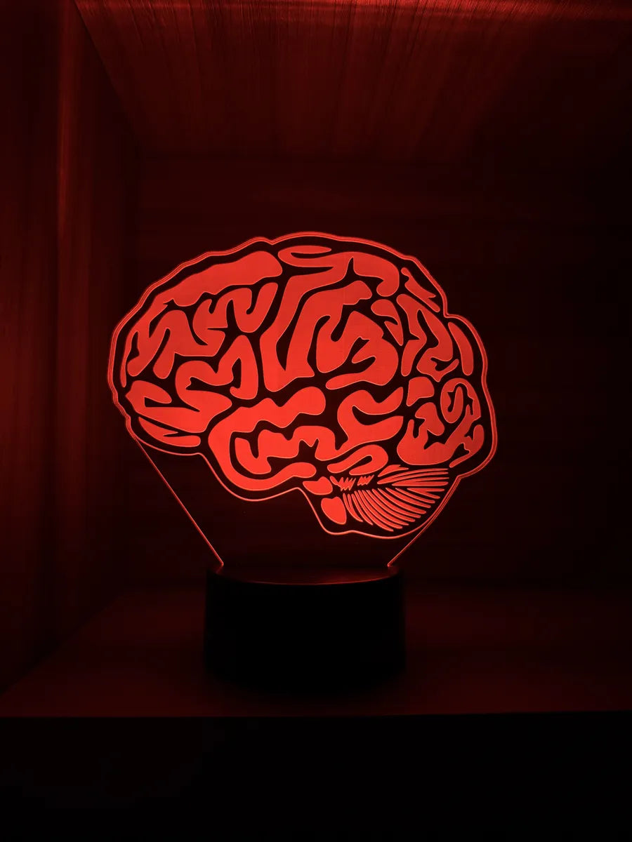 Lámpara De Noche Led Cerebro Decoración Regalo Holograma Negra
