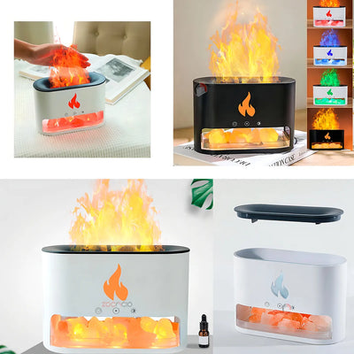 Humidificador De Aire Difusor De Aromas Con Piedra Himalaya Color Negro