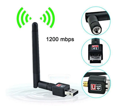 Adaptador Receptor Wifi Usb Inalambrico 1200 Mbps Con Antena