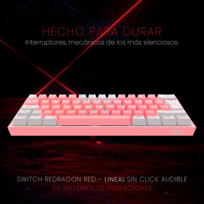 Teclado Redragon Fizz Pro K616-rgb Rosa/blanco Español Gamer Color Del Teclado Rosa Idioma Español Latinoamérica