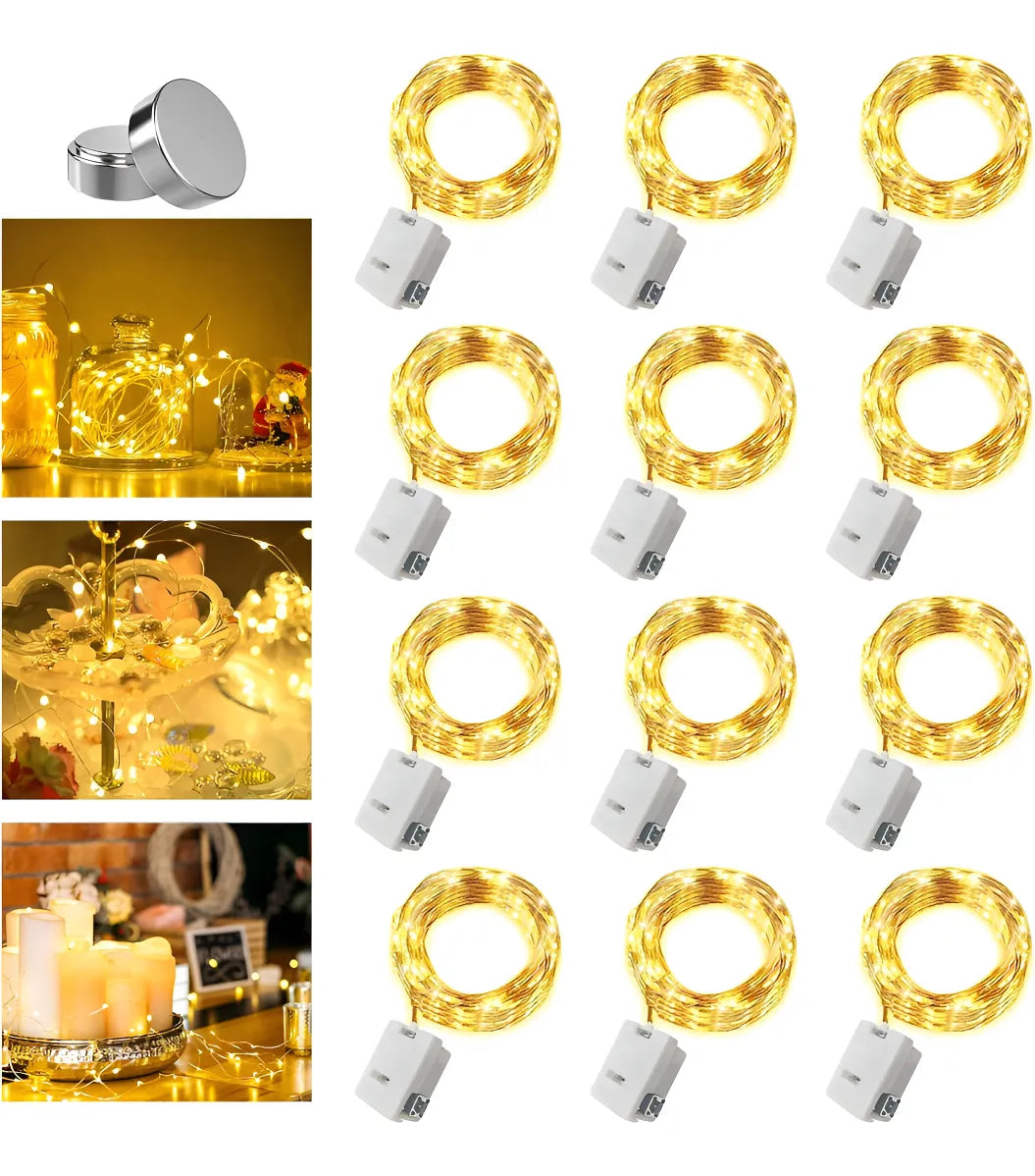 Luz Micro Led Con Pilas Alambre Hada Extension Larga X6 Cálida