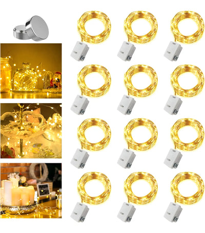 Luz Micro Led Con Pilas Alambre Hada Extension Larga Cálida