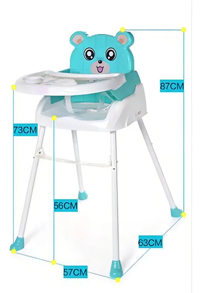 Silla Comedor Para Bebe Portátil Niños 4 En 1 Color Verde Menta Liso