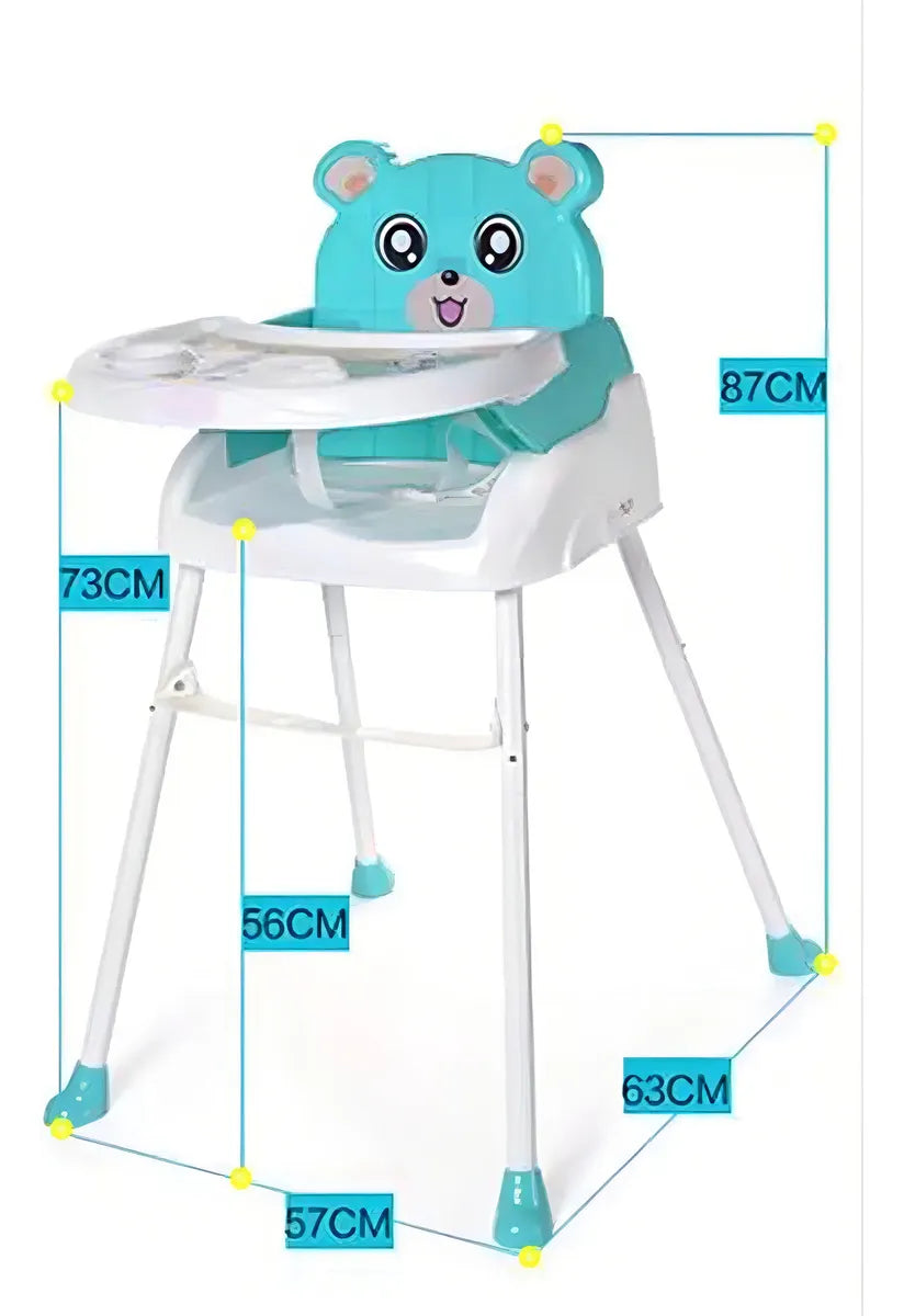 Silla Comedor Para Bebe Portátil Niños 4 En 1 Color Verde Menta Liso