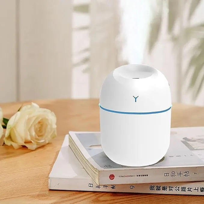 Mini humidificador de aire portátil, purificador USB, LED, 220 ml, color blanco