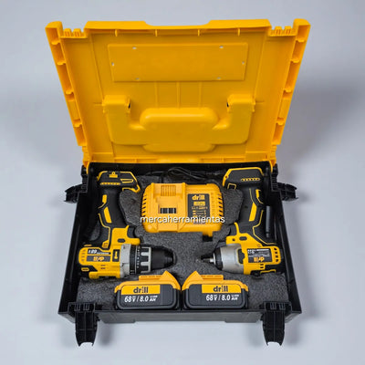 Combo Taladro Inalámbrico 68v Y Pistola Impacto 1/2 Amarillo - Amarillo - 50 Hz/60 Hz