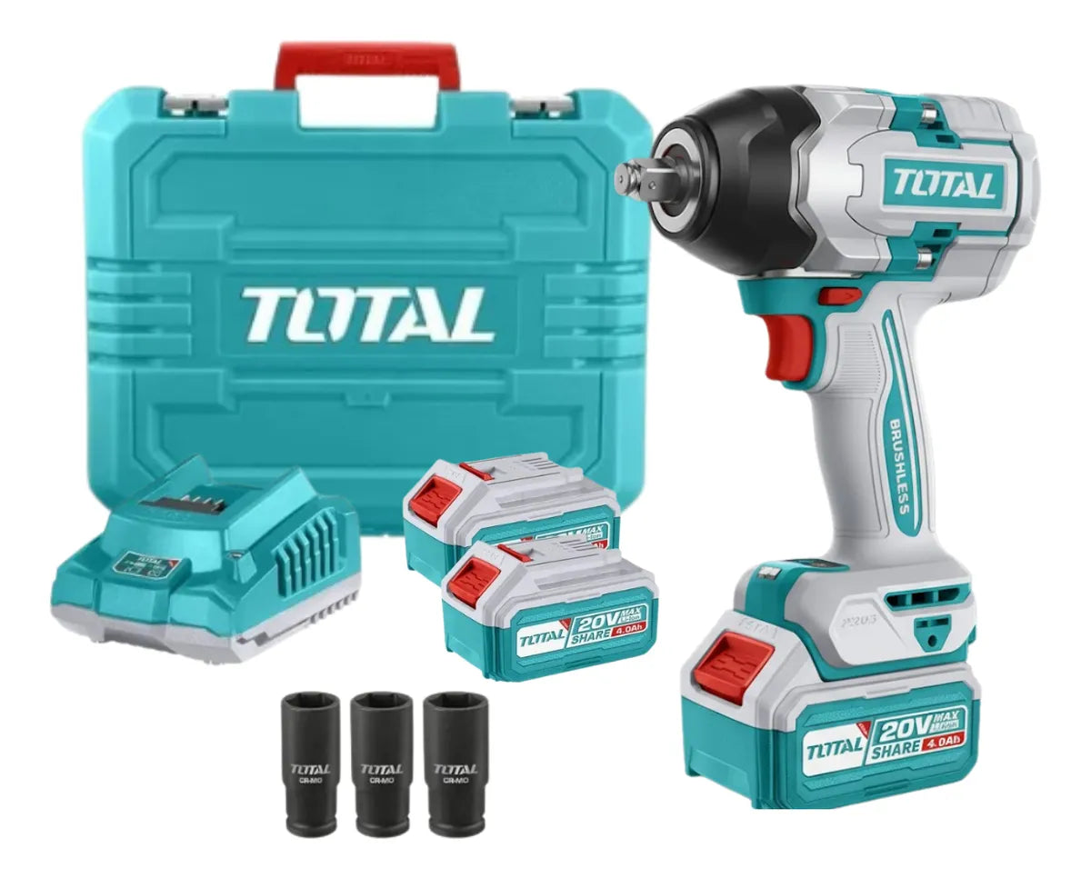 Pistola Llave De Impacto 1/2 850nm + 2 Bat + Cargador Total - Turquesa - 50 Hz/60 Hz