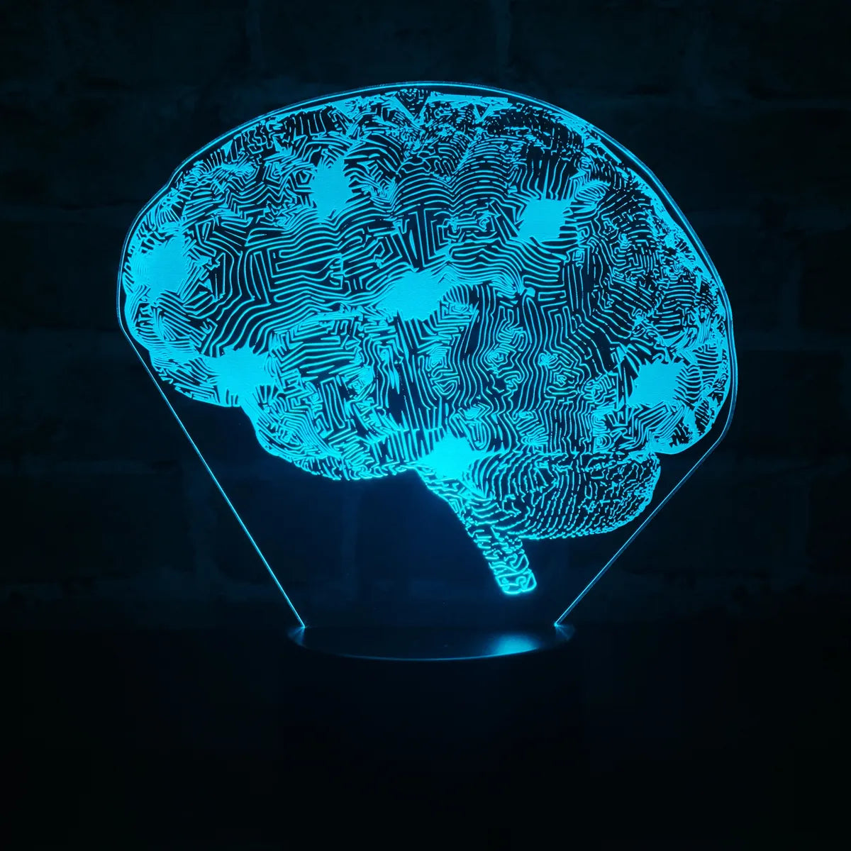 Lámpara De Noche Led Cerebro Holograma Regalo Decoración Negra