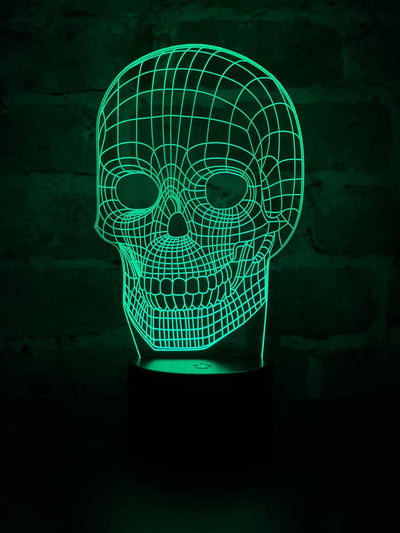 Lámpara De Noche Led 3d Calavera Holograma Decoración Regalo Negra