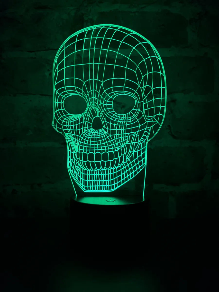 Lámpara De Noche Led 3d Calavera Holograma Decoración Regalo Negra