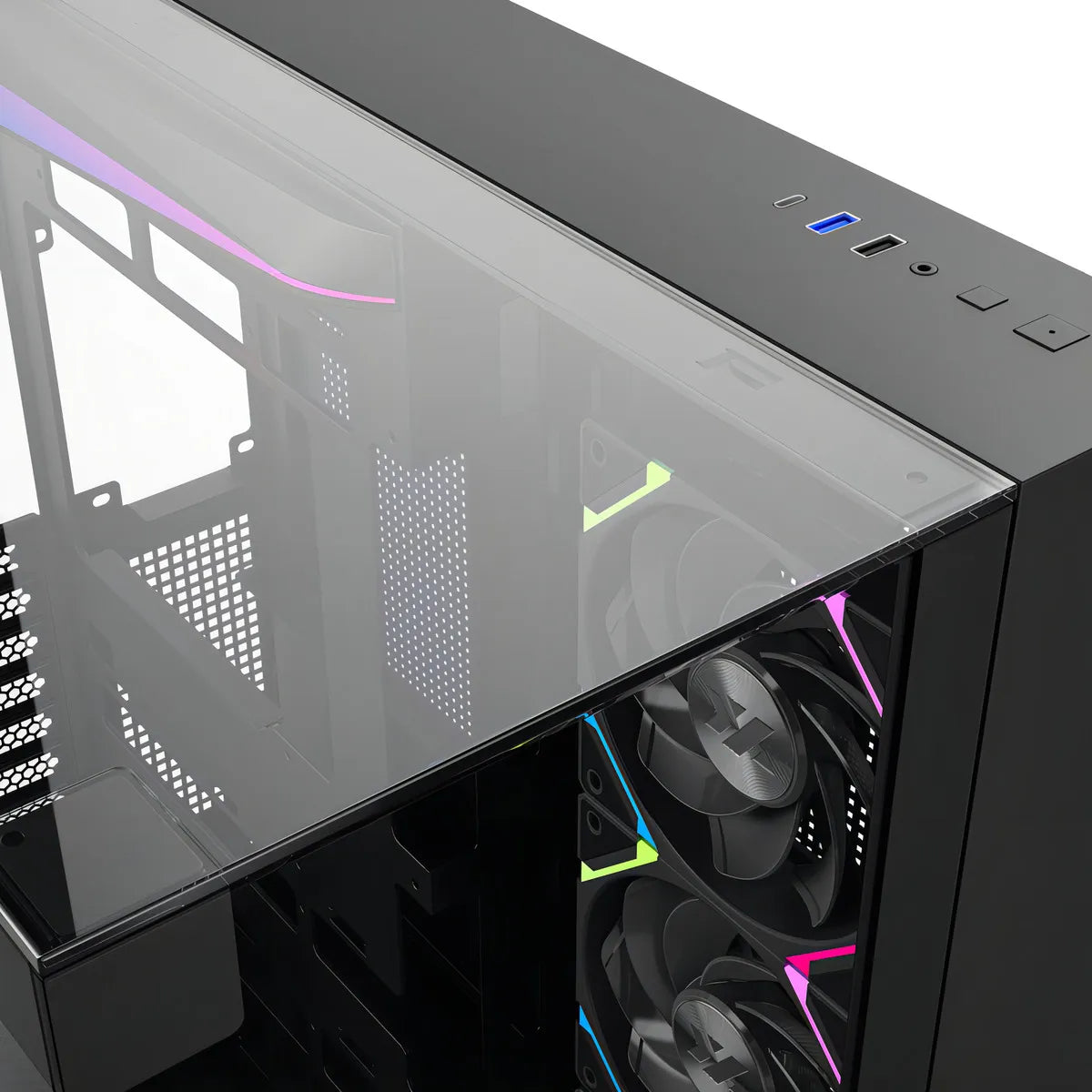 Gabinete Xyz Tesseract X Argb 7 Fans Controller 2d Glass Dual Chamber Usb C