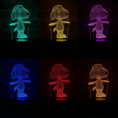 Lámpara De Noche Led 3d Snoopy Holograma Decoración Regalo - Negro