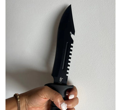 Cuchillo Táctico Camping Supervivencia Pesca + Estuche Negro