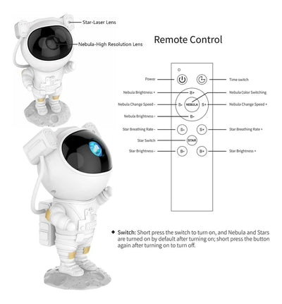 Proyector Lámpara Luz Led Galaxia Astronauta Ho442 Color De La Estructura Blanco