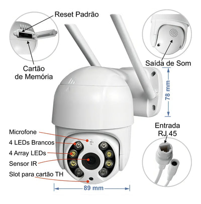 Cámara de seguridad WiFi para exteriores, 2 megapíxeles, sonido, visión nocturna, color blanco