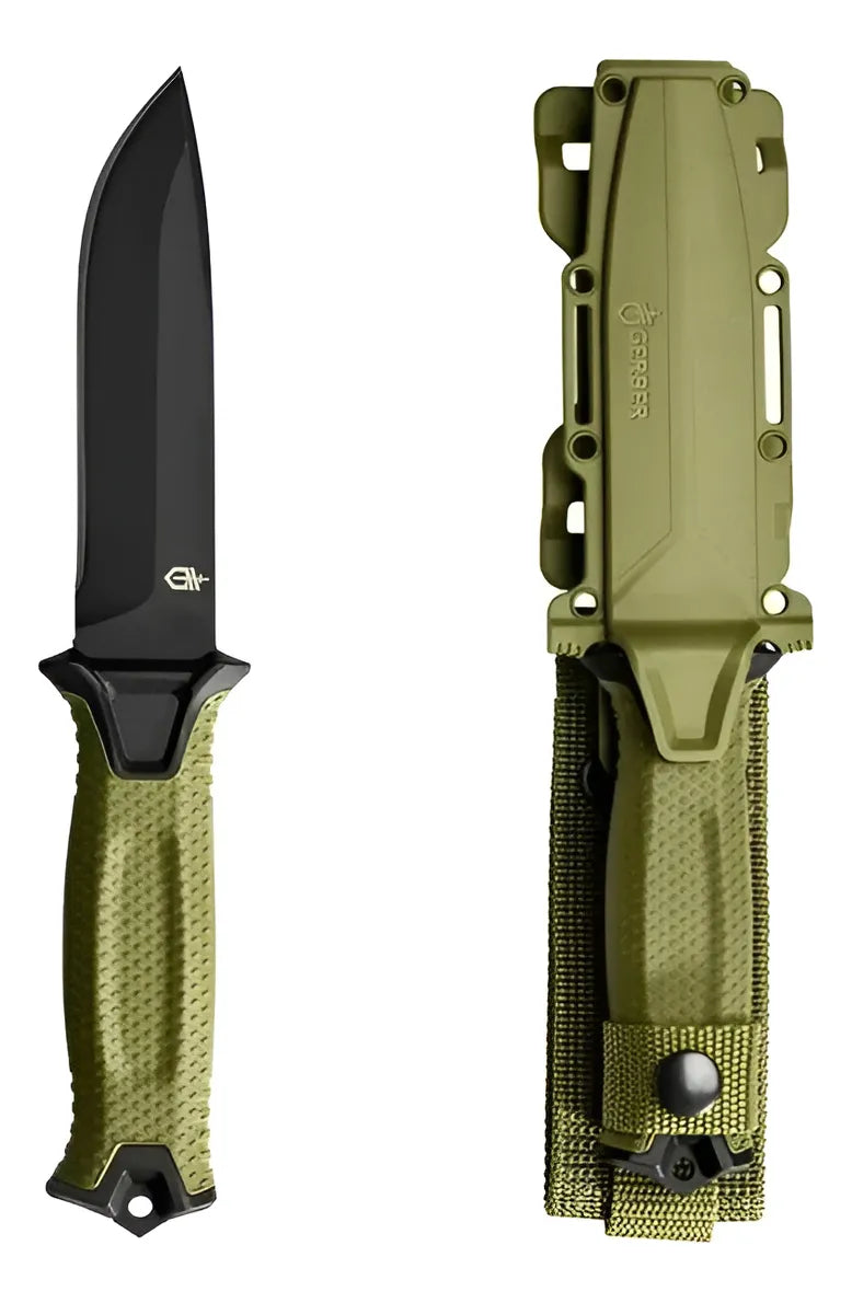 Cuchillo Puñal Tactico Gerber Bear Grylls Y Funda Camping Negro