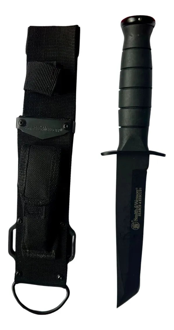 Cuchillo Smith & Wesson Rescate Acero Liso 15 Cm Negro