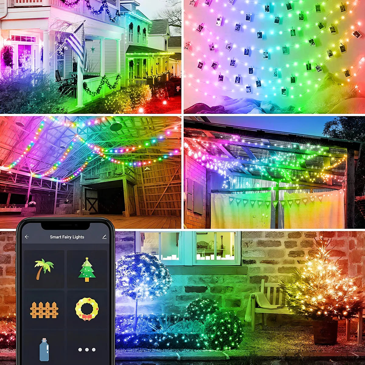 Luces Led Navideñas Efecto Arcoíris Decoración Hogar Habitación Navidad Control App Bt 10 Metros 66 Luces Marca Dosyu Modelo Bsl10