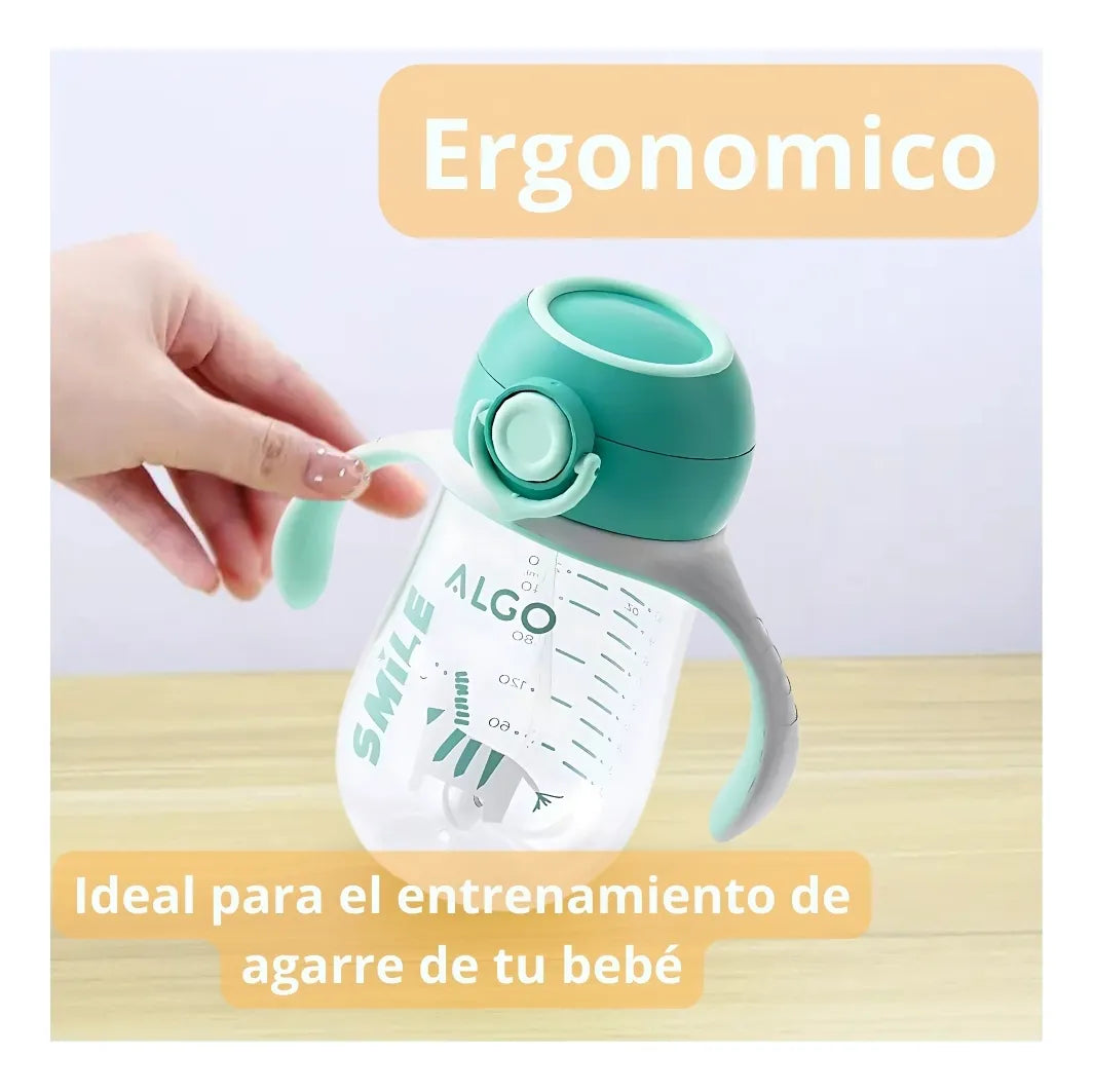 Vaso Entrenador 12oz Antiderrame Con Pitillo 330ml Para Bebe Color Turquesa