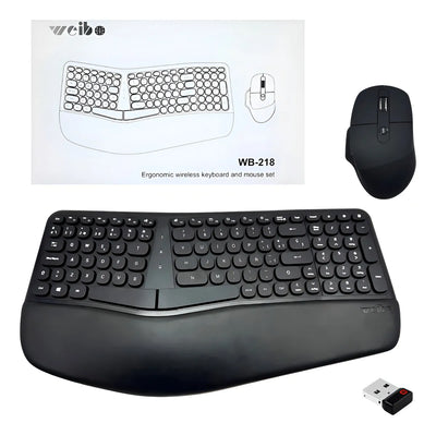 Combo Teclado Mouse Inalambrico Ergonomico Receptor Usb Weib Teclado Negro