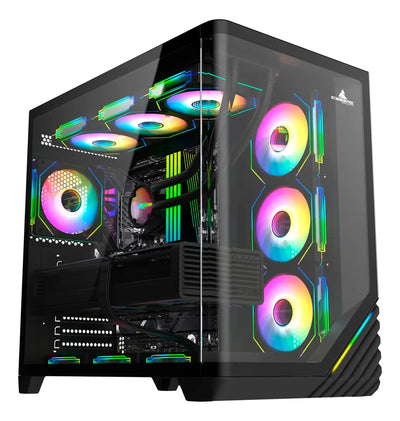 Gabinete Gamer Iceberg Wave L Vidrio Curvo 7 Ventiladores Negro