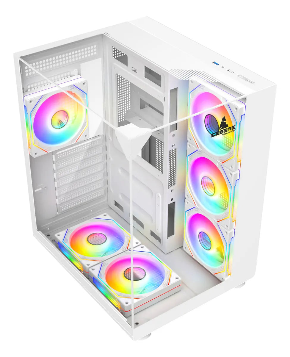 Gabiente Gamer Iceberg Crystal Cube S Mini Blanco 6 Fan Argb