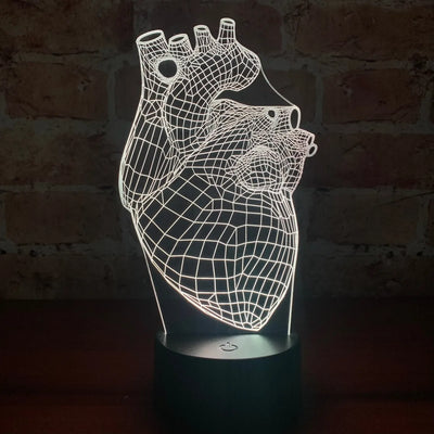 Lámpara Led 3d Corazón Humano Anatómico Decoración Regalo - Negra
