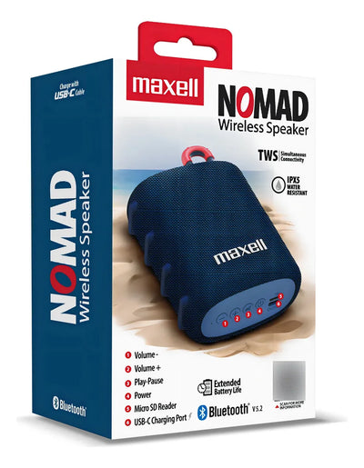 Parlante Portatil Maxell Nomad Tws 15 Horas Ipx5 Color Azul