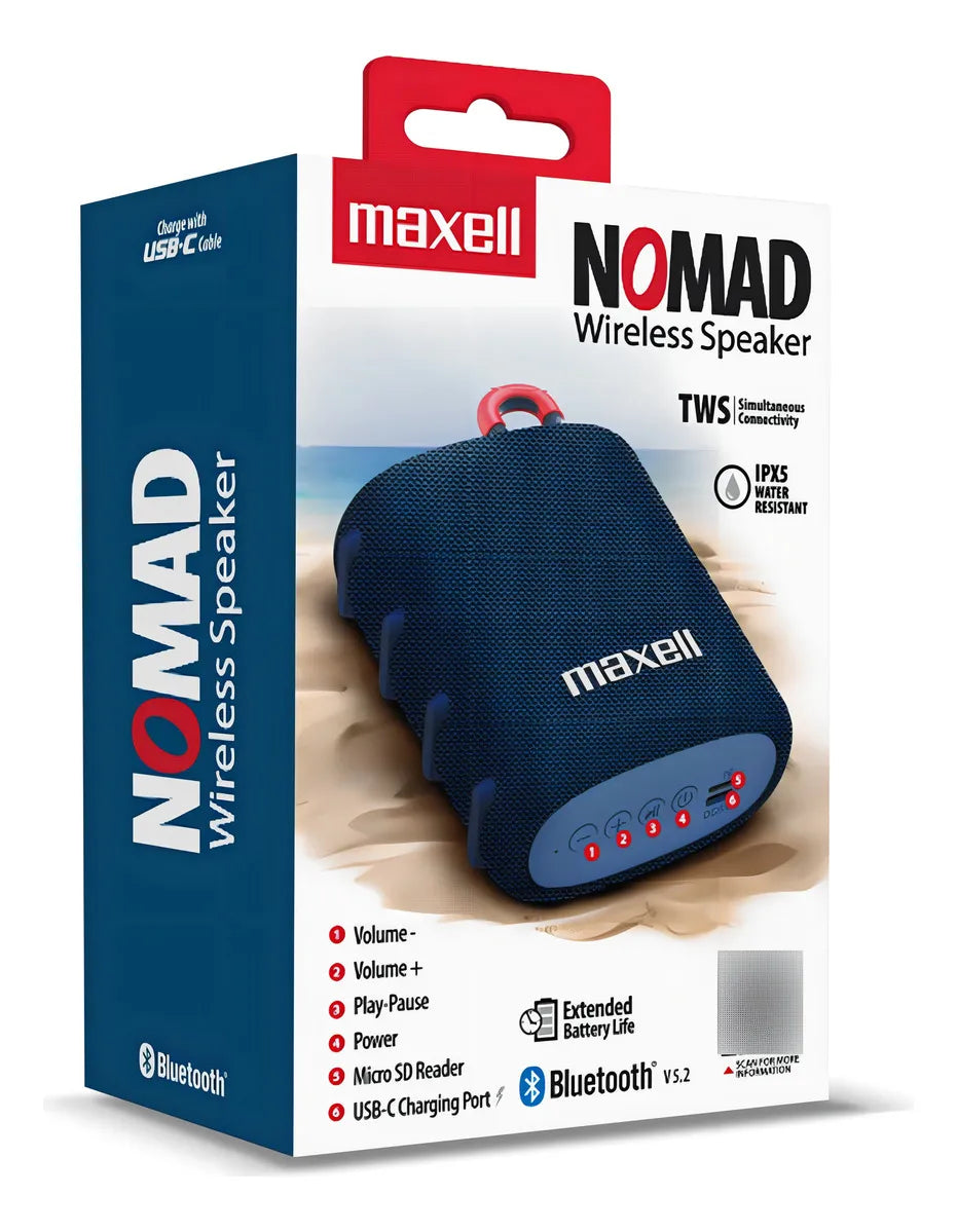 Parlante Portatil Maxell Nomad Tws 15 Horas Ipx5 Color Azul