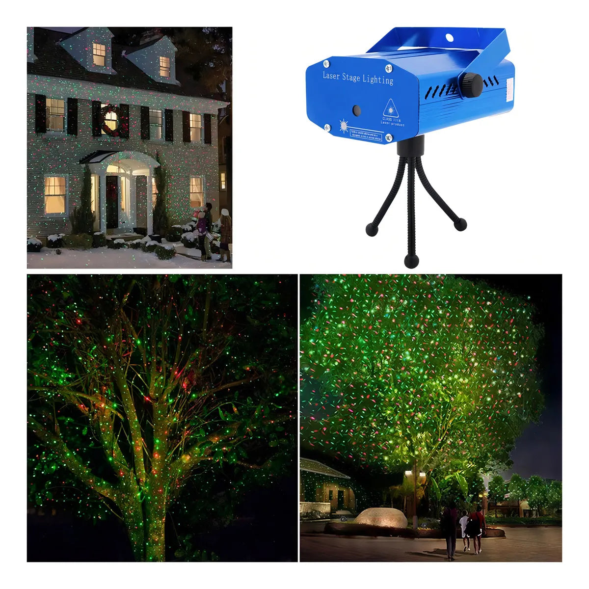 Foco reflector con diseño navideño, proyector navideño, luces variadas de colores