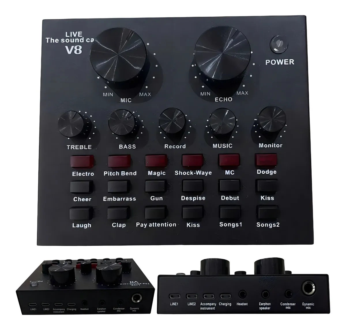 Interfaz de audio Soundpro V8 negra 2.ª gen
