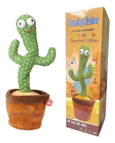Peluche Dancing Cactus Verde Luz Sonidos Canta Baila Repetidor USB