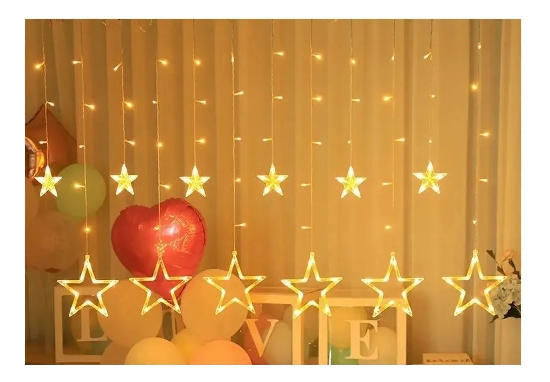 Instalación Punta De Estrellas Cortina Luces Led Navideña 6m