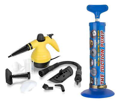 Combo: Limpiador A Vapor + Bomba De Succión Destapa Cañerías Amarillo