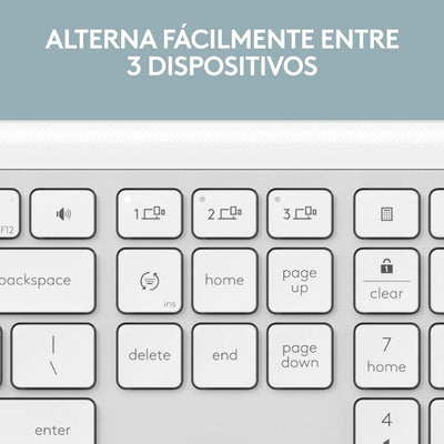 Logitech Signature Slim K950, Teclado Bluetooth / Bolt, Wht Teclado Blanco Idioma Español Latinoamérica