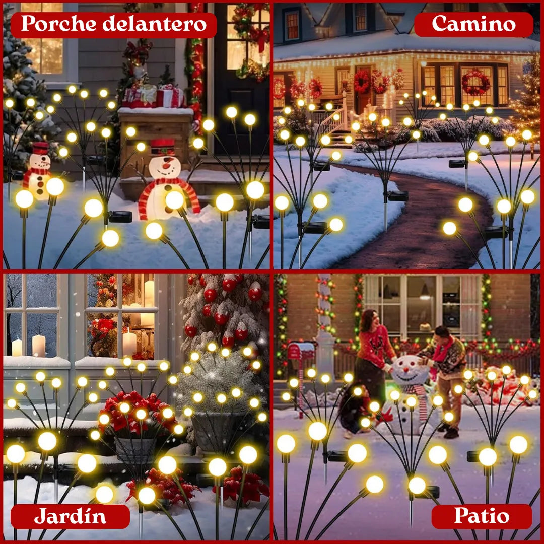 Luces Navidad Exterior Luces Luciérnagas Led Jardín 2 Piezas Amarillo
