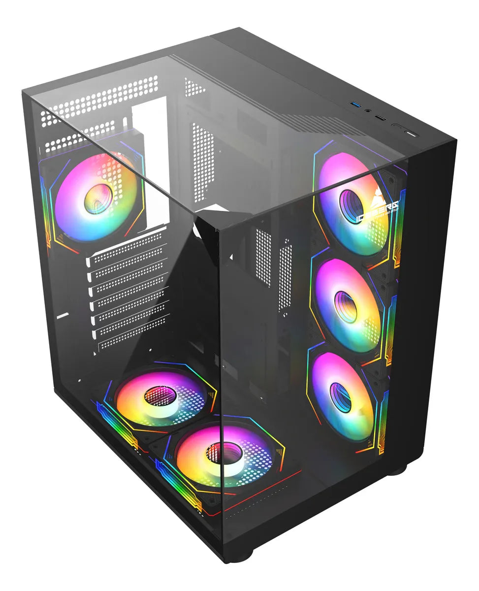 Chasis Gamer Iceberg Crystal Cube S Black 6 Fans Argb Negro