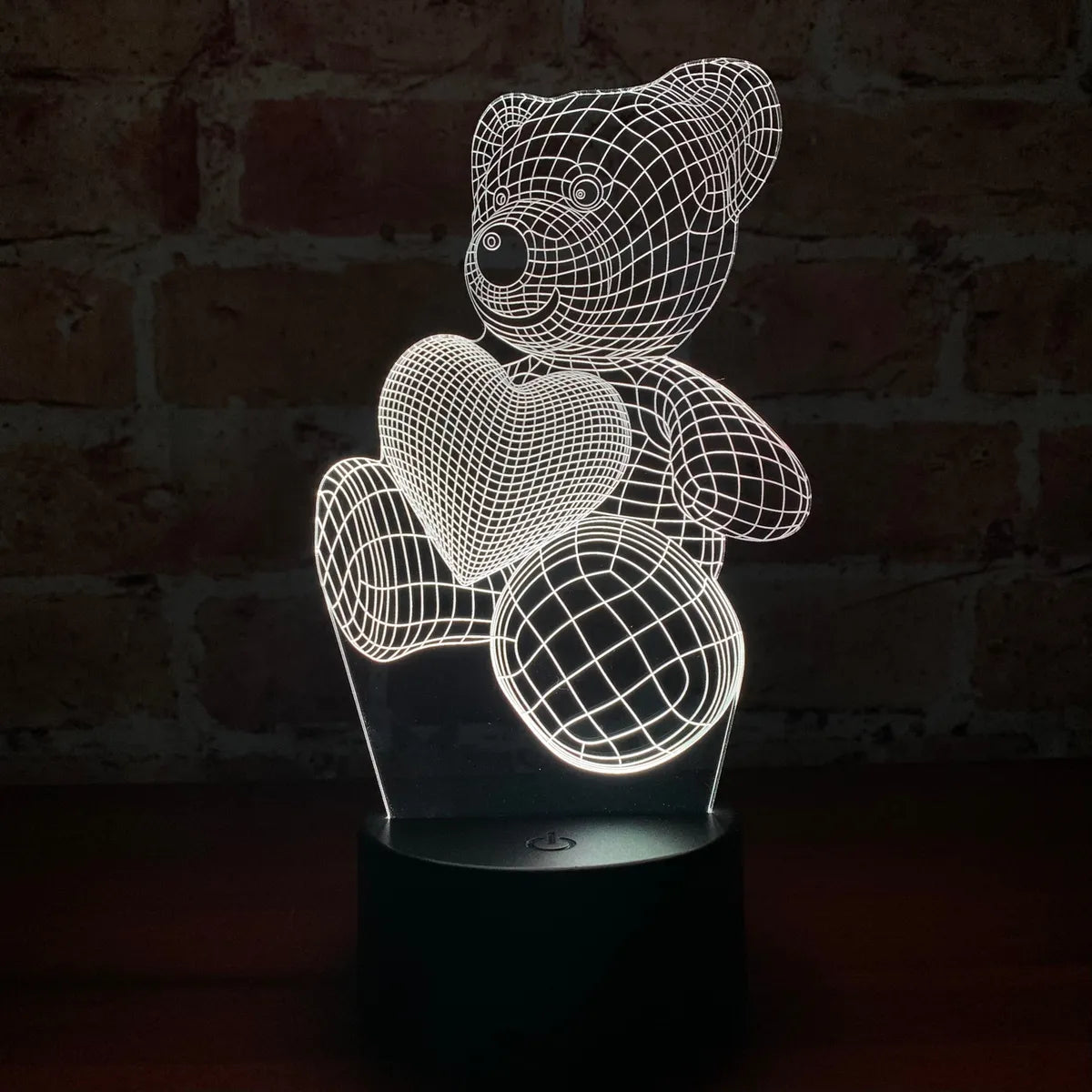 Lampara De Noche Led 3d Oso Niños Regalo Novios Amor Negra