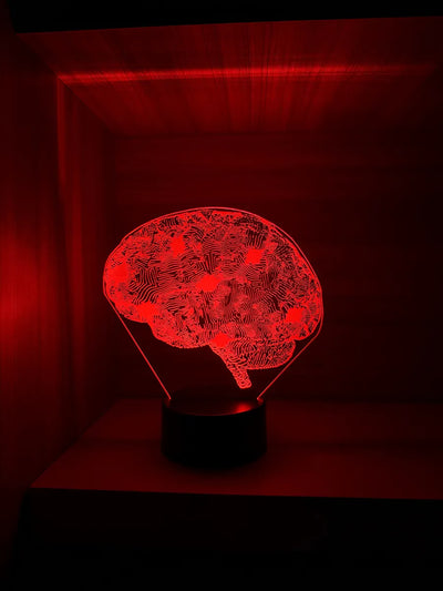 Lámpara De Noche Led Cerebro Holograma Regalo Decoración Negra