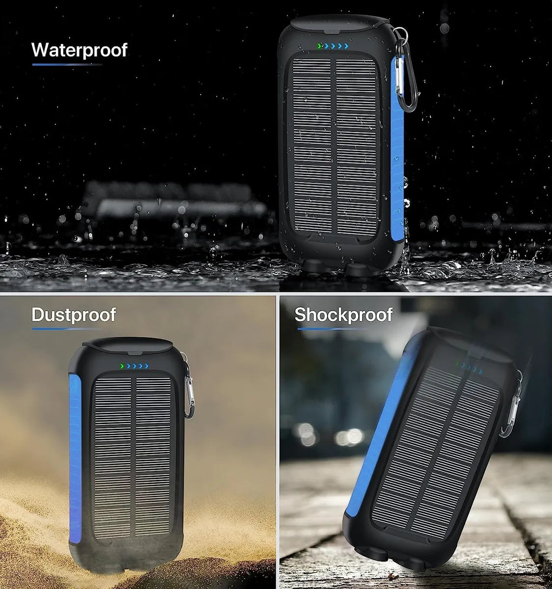 Cargador Solar, Cargador De Teléfono Portátil De 38800 Mah Azul Claro