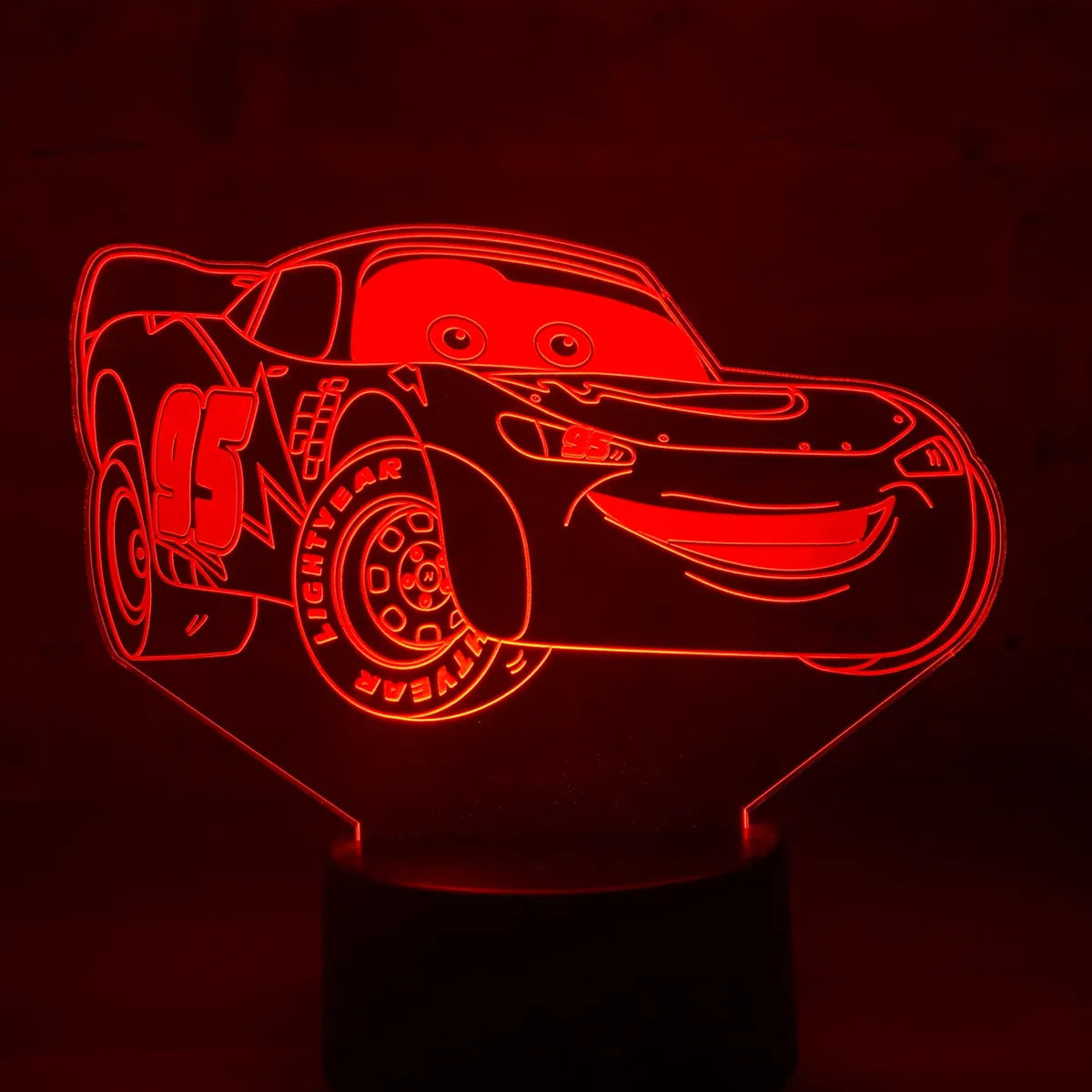 Lámpara De Noche Led Cars Rayo Mcqueen Decoración Regalo Negro