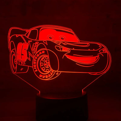 Lámpara De Noche Led Cars Rayo Mcqueen Decoración Regalo Negro