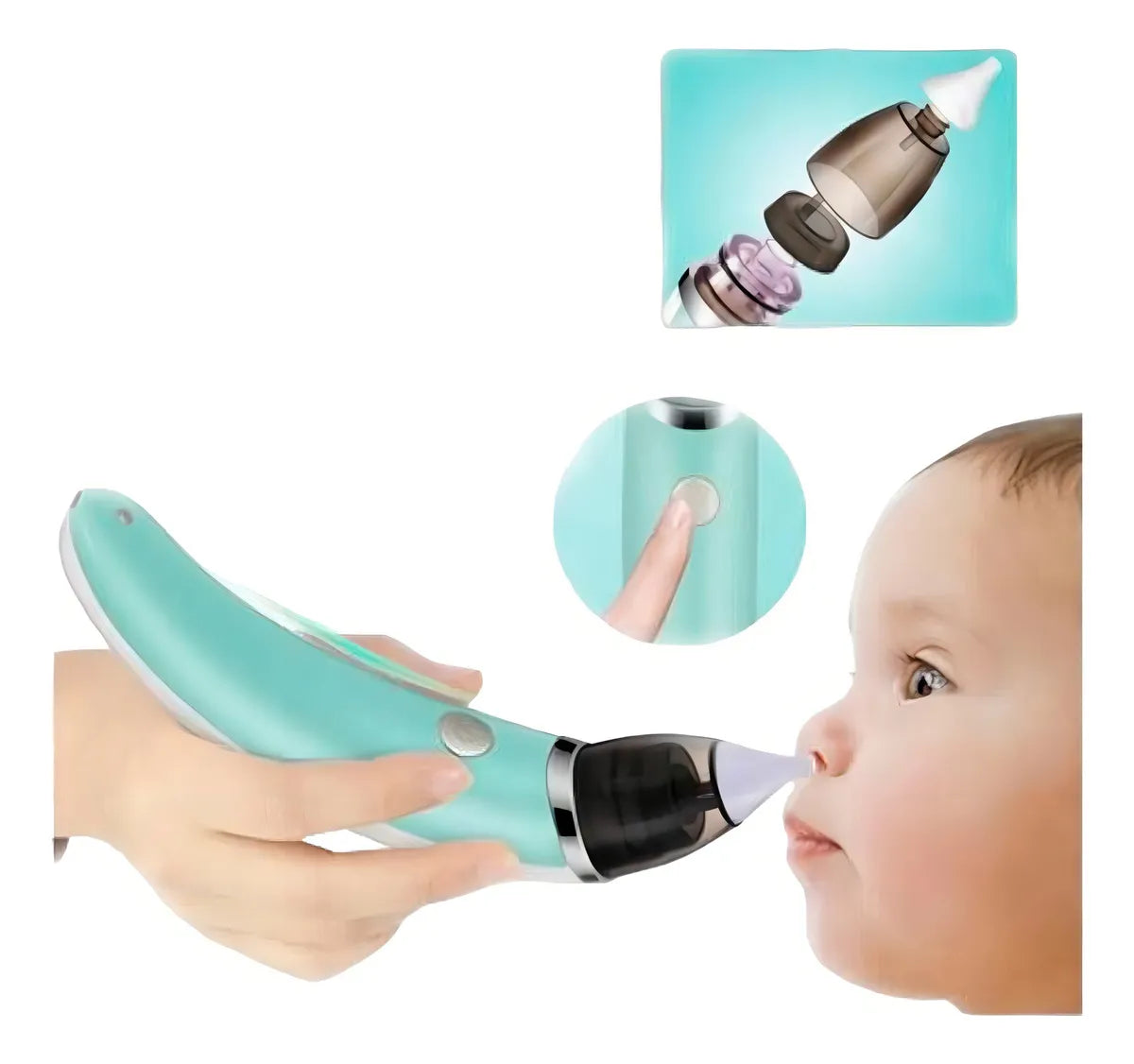 Aspirador Limpieza Nasal Para Bebe Niño Eléctrico Automatico Color Verde claro