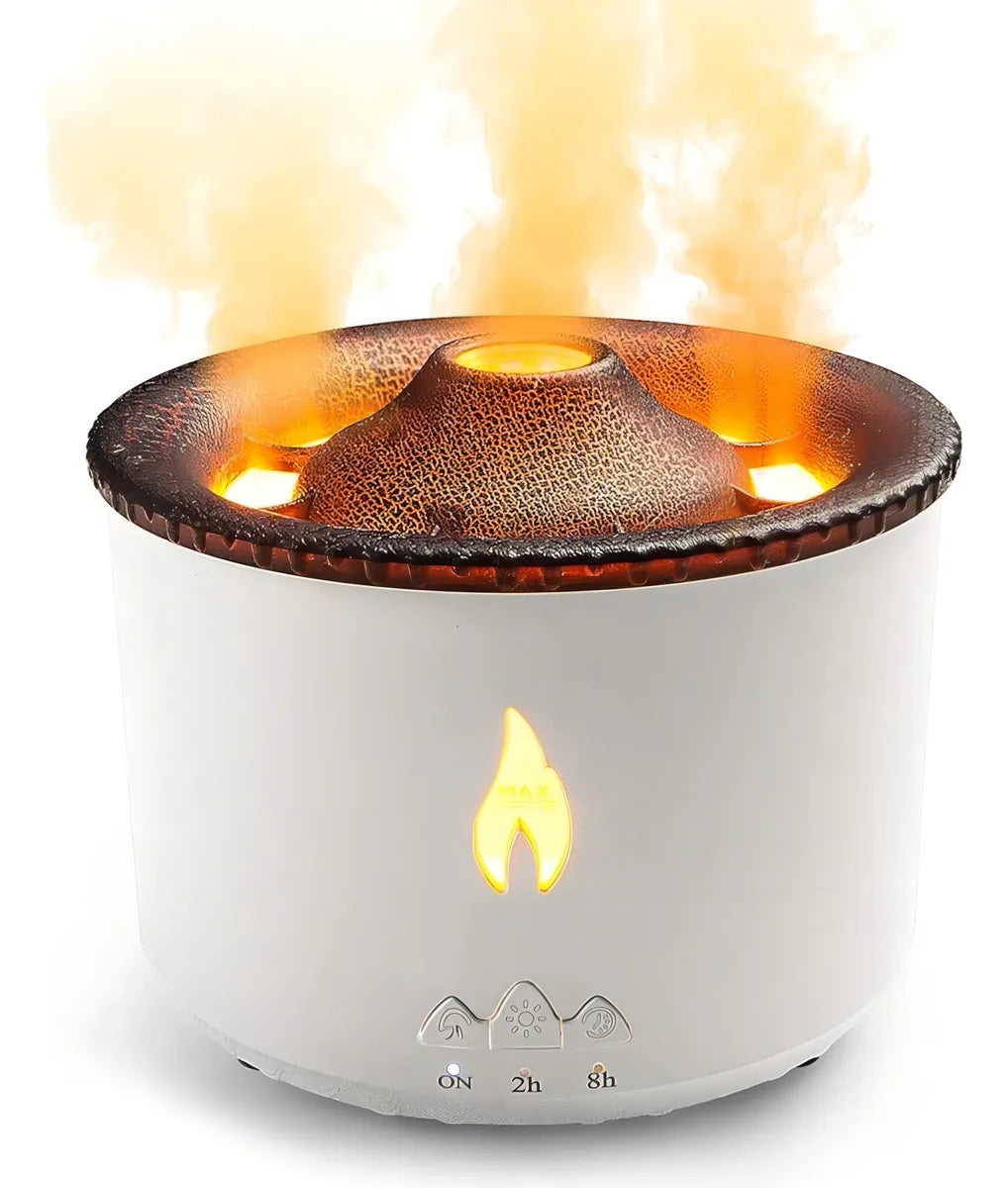 Volcan Humificador Difusor De Aromas Luces Led Efecto Real Color Blanco