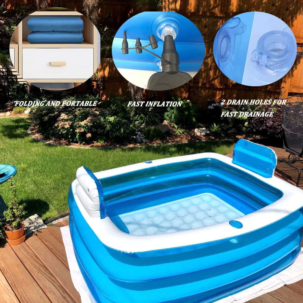 Banera Inflable Doble Para 2 Personas, Aire Electrica Y Repo