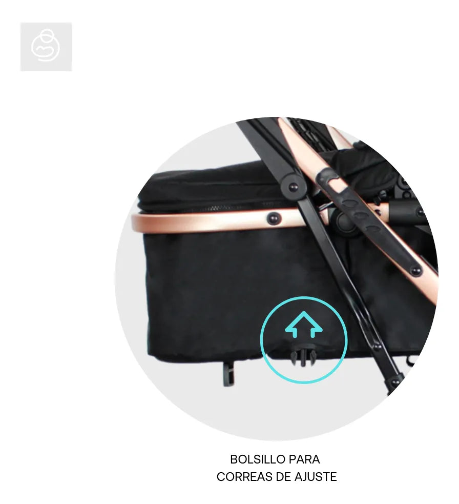 Coche Bebé Reclinable Moises Bebesit Gold Lx, Plegable Azul Chasis Dorado