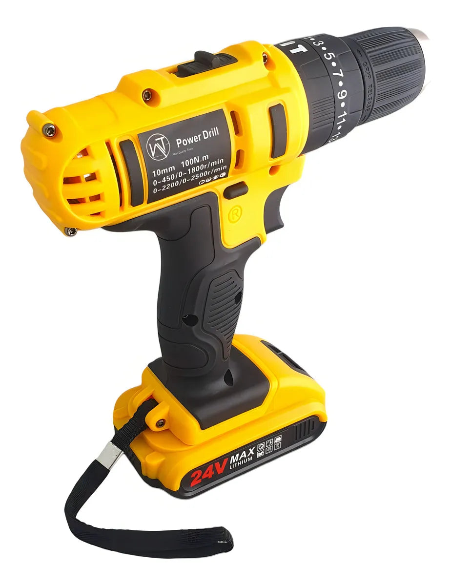 Taladro Percutor Inalambrico Wt Mandril 3/8 Color Amarillo Frecuencia 60Hz