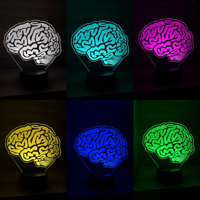 Lámpara De Noche Led Cerebro Decoración Regalo Holograma Negra