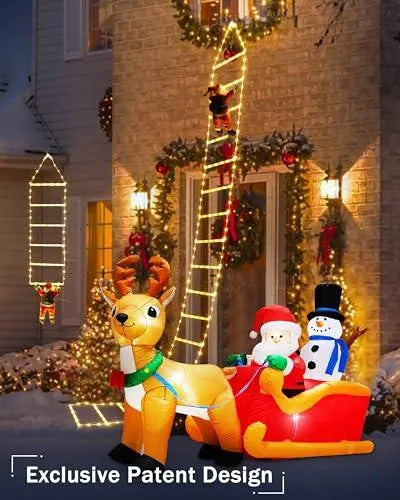 Set Luces Led De Escalera Navideña 10' Con Santa Claus